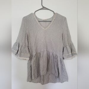 Miss Love Blue And White Striped Top